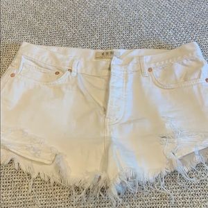 Free People White Jean Shorts